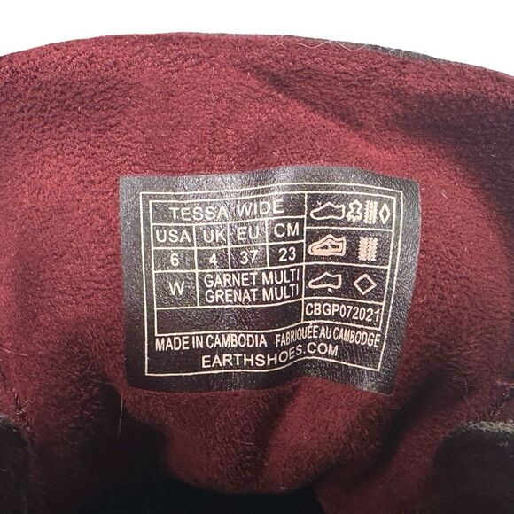 Earth Elements Tessa WIDE Lace Up Burgundy Garnet Leather Combat Boots - Sz 6 W - Picture 6 of 9